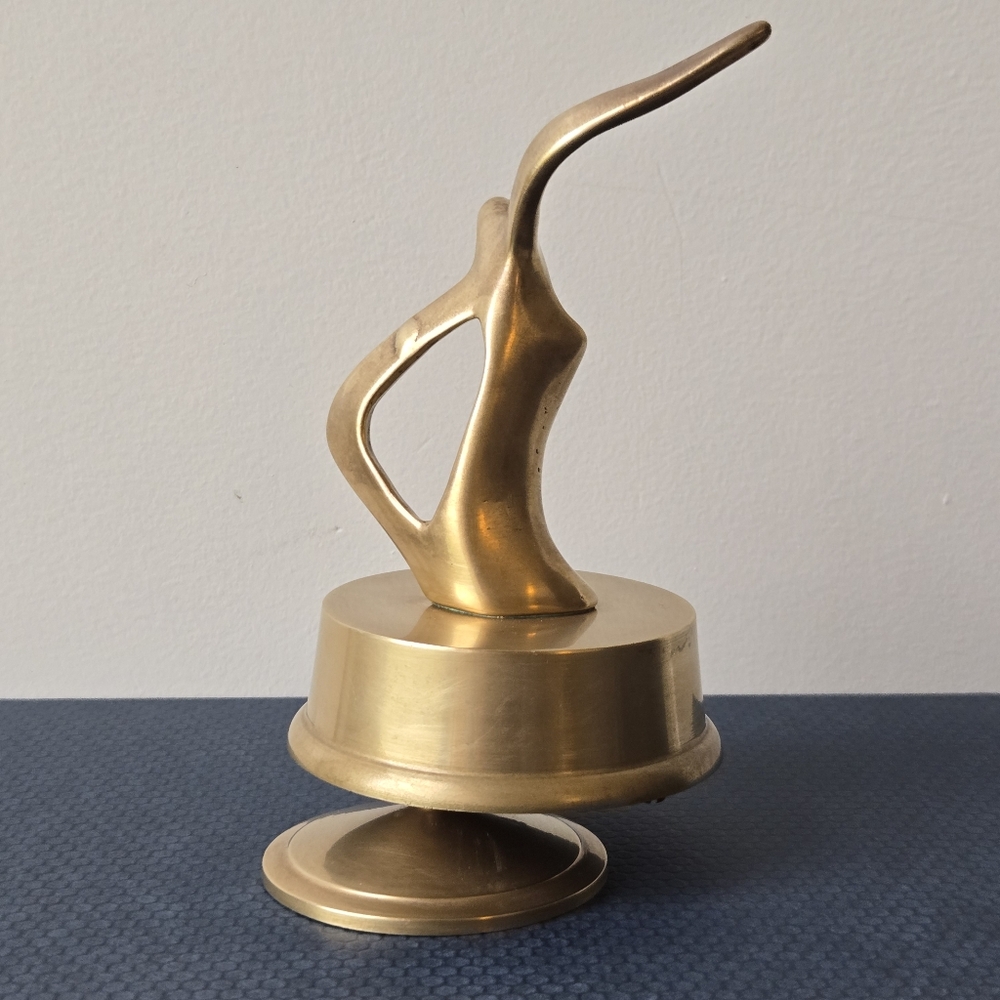 Mid-Century Modern Solid Brass Minimalist Seagull In Flight Music Box - Picture 3 of 8